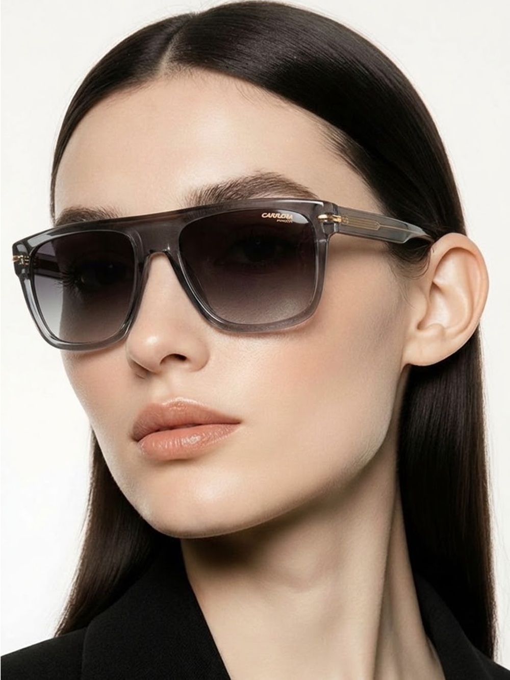Carolina Herrera Transparent Gray Gradient Square Sunglasses unisex eye wear